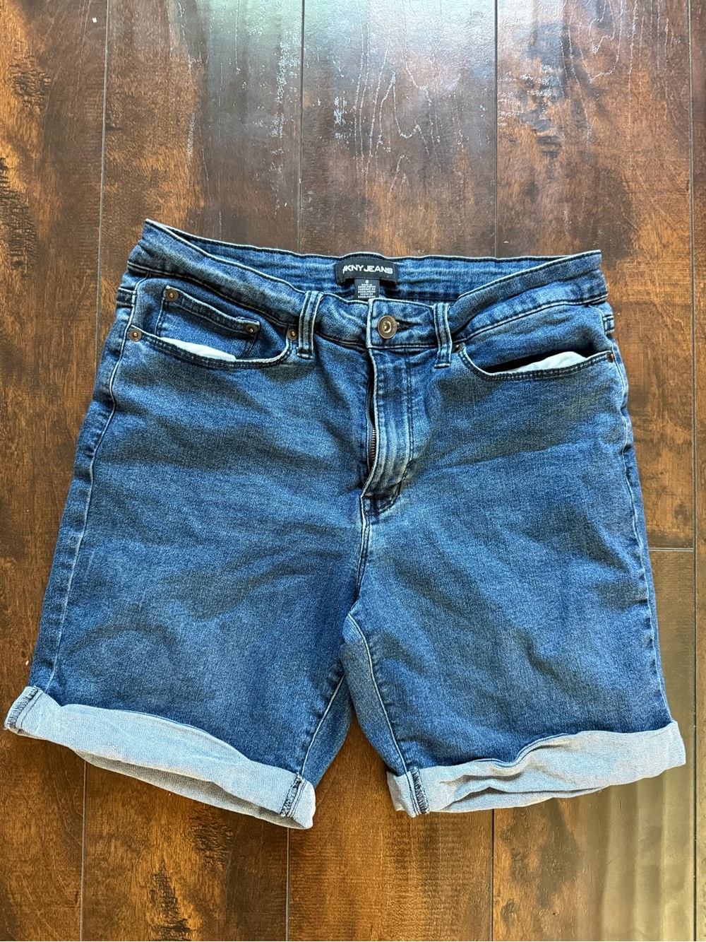 DKNY Dark Blue Rolled Cuff Denim Shorts